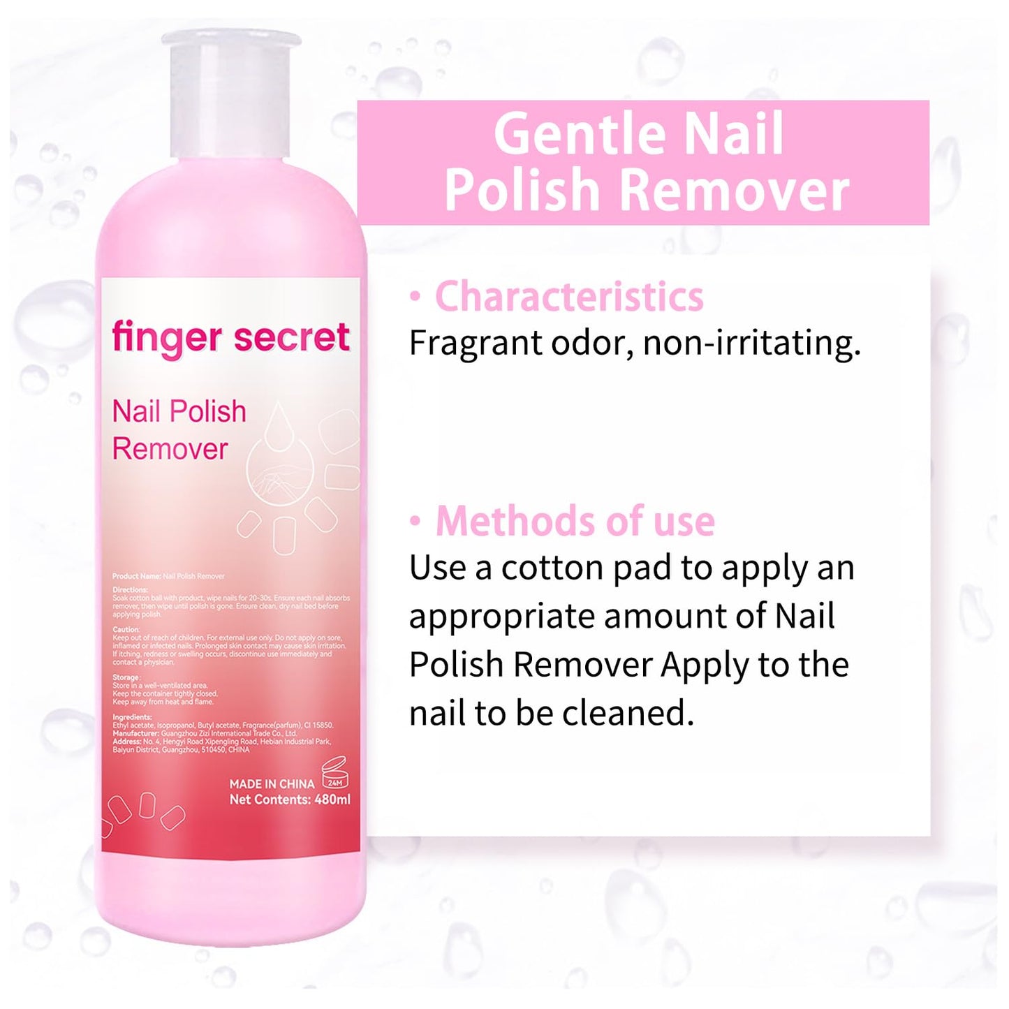 Nail Polish Remover for Nails,finger secret Nail Polish Remover 480ML,Gel Remover For Nails,Professional Gel Polish Remover for Quickly & Easily & Effectively Remove Gel Polish
