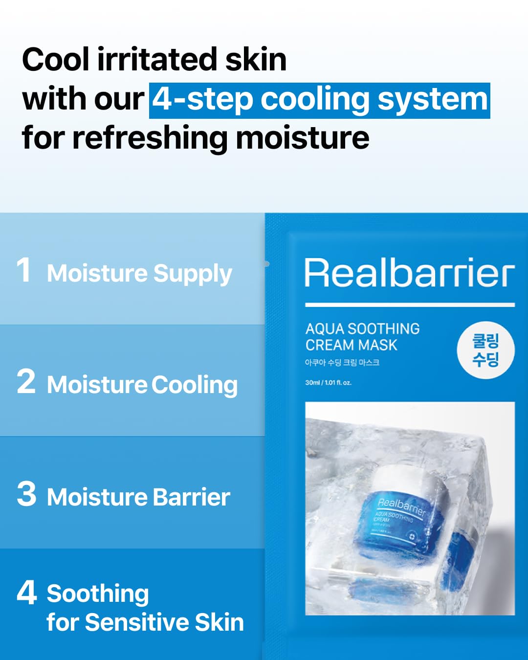 Real Barrier | Aqua Soothing Cream Mask | Korean Face Mask for Sensitive & Dehydrated Skin | Facial Mask with Hyaluronic Acid | Cooling & Moisturizing | Moisturizing Face Masks Skincare | 10 Sheets