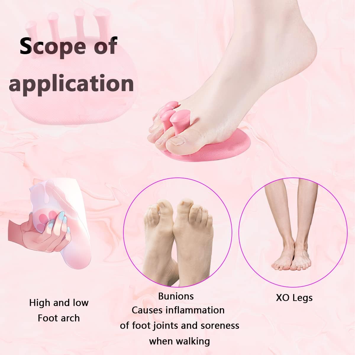 Toe Separators for Overlapping Toes Women,Pink Calf Trainer Toe Separators for Women,Multifunctional Bunion Corrector Thin Leg Exerciser,Suitable for Having Plantar Fasciitis,Bunions,Other Foot Pain