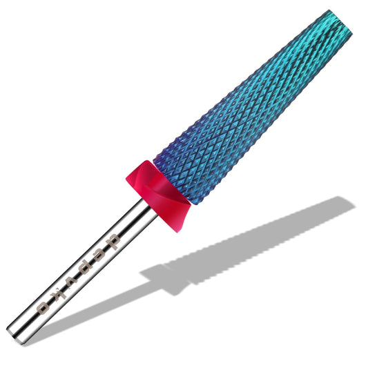 Depvko Super Long 5 in 1 Nail Drill Bits, 3/32'' Carbide Tungsten Bits, Two Way Rotate Professional Advanced Safety Bits for Nail, Fast Remove for Manicure Pedicure (Long 5in1-Blue, Fine-F)