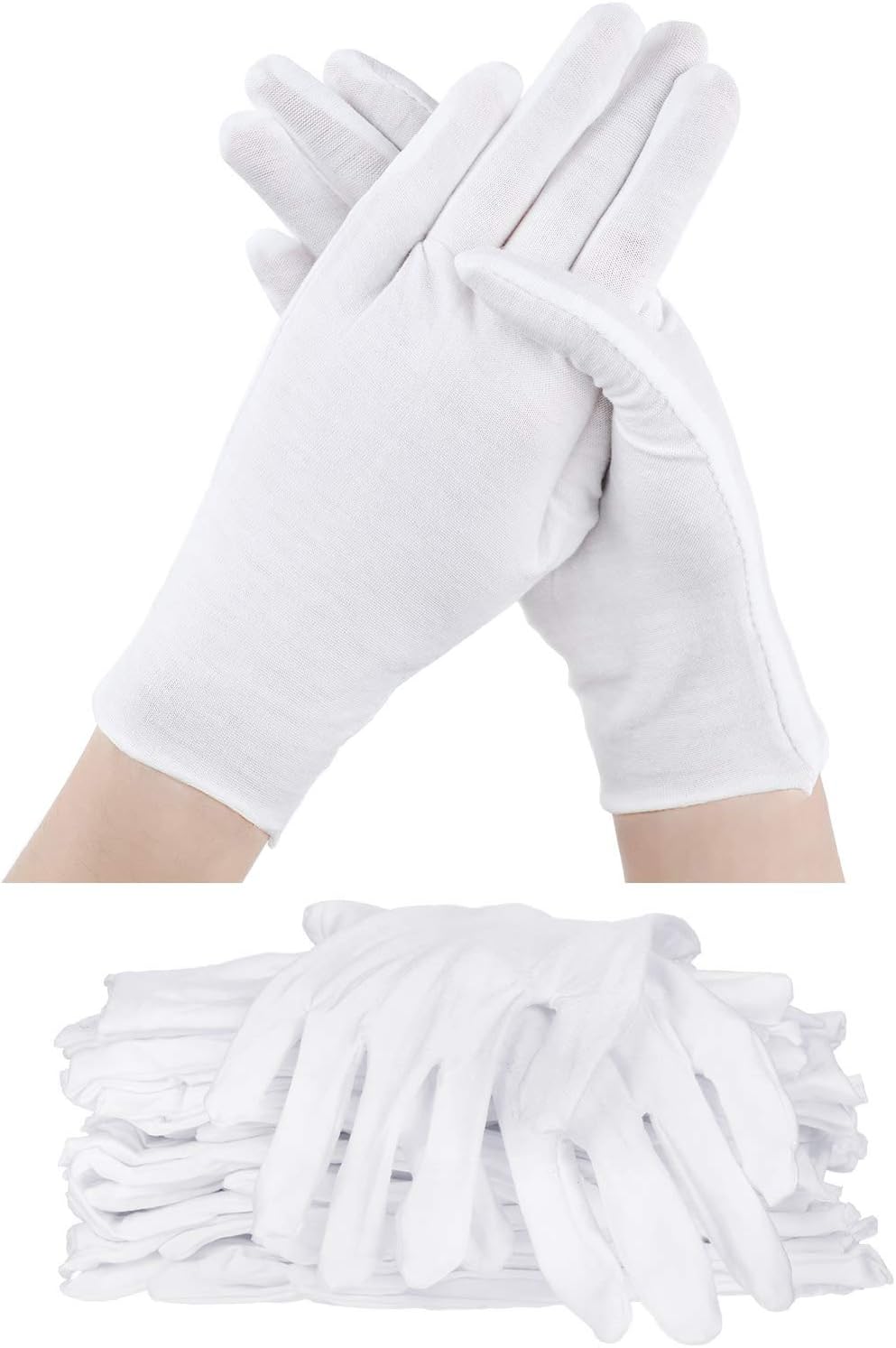 SATINIOR 60 Pcs Cotton Glove Stretchy Work Glove Reusable Mitten for Men Women Hand Dry Art Coin Handling Jewelry