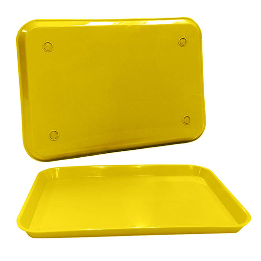 12 Yellow Dental Autoclavable Plastic Instrument Set Up Flat Trays (13.25 Inches x 9.75 Inches, Size B) by PlastCare USA
