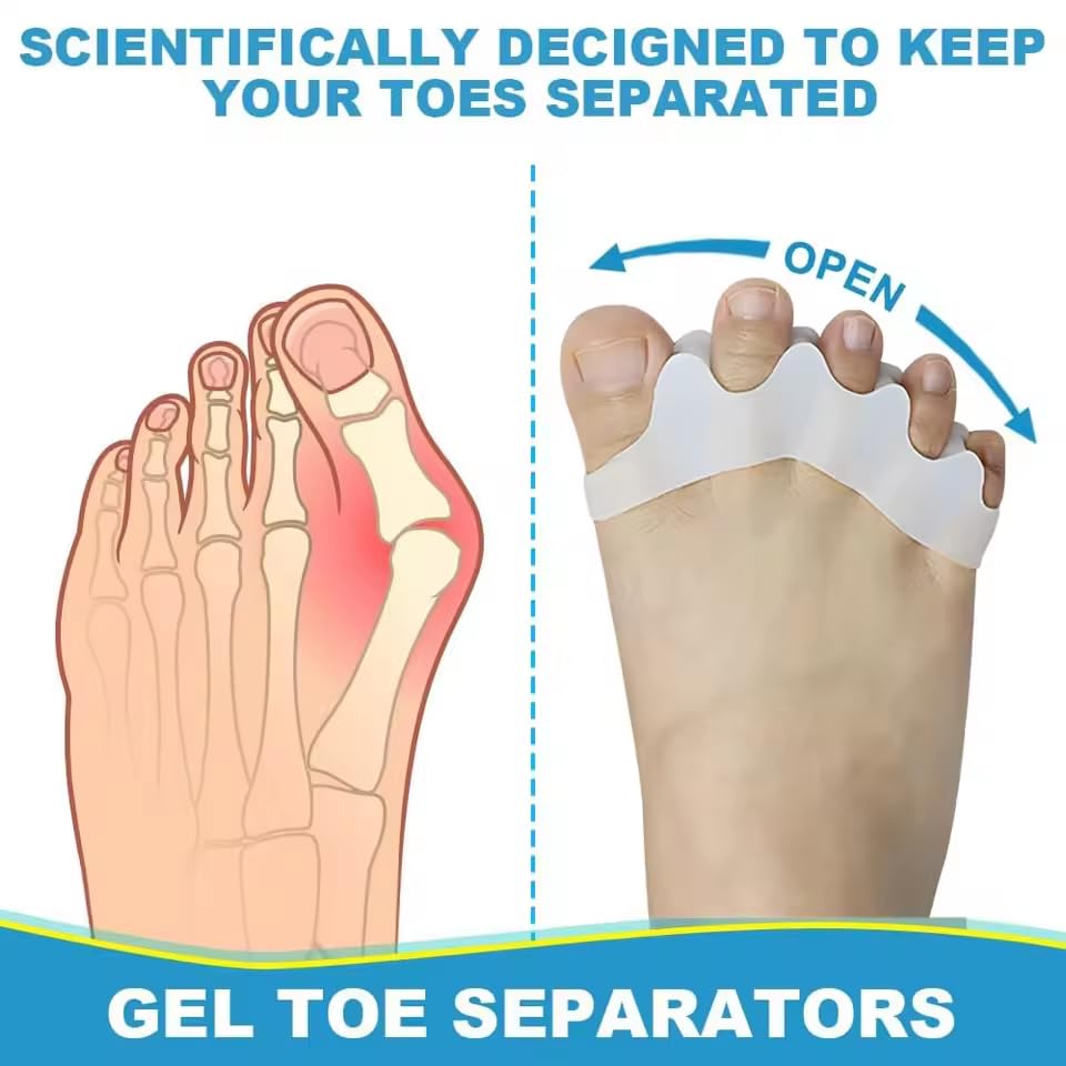 2 Pcs Toe Separators for Women & Men - Silicone Children Newborn Adult Toe Spacers for Overlapping Toes, Bunions, Hammer Toe, Toe Straightener for Foot Pain Relief ([3 months - 4 years old] White)