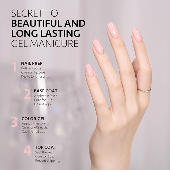 GAOY Pastel Pink Gel Nail Polish, 16ml Soak Off Gel Polish, UV Light Cure for Nail Art DIY Manicure at Home, 1998 Pink Pancake