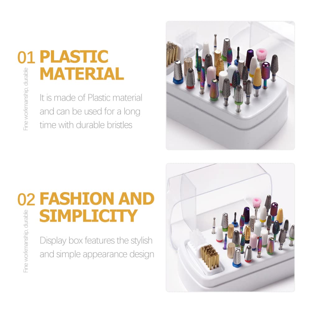 Round Nail Drill Bits Holder with Nail Drill Bits Brush, 3 Nail Drill Bits Stand Displayer Organizer (Not Include Nail Drill Bits)