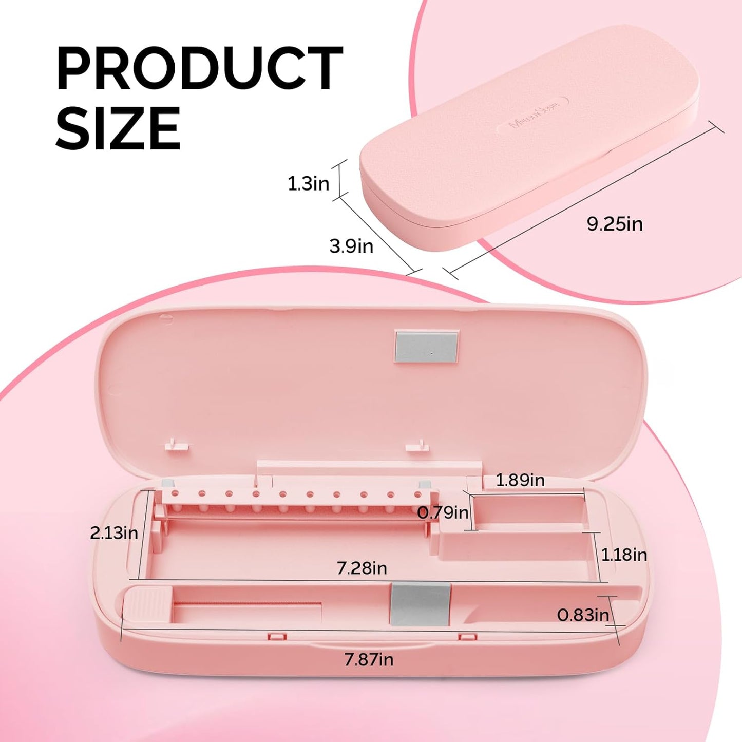 [2025 Upgraded]MelodySusie Acrylic Nail Tool Storage Box,Portable Dustproof Stand Displayer Holder Organizer Container Manicure Efile Accessories Nail Drill Kit Case,Travel Salon Home,Pink(Only Box)