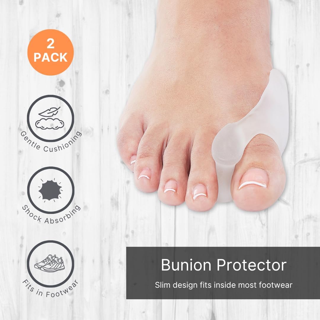 NatraCure Gel Big Toe Bunion Guards & Toe Spreaders (2 Pieces) - Pain Relief for Crooked, Overlapping Toes, Pressure, Protector, Corrector, Shield, Spacer, Pad, Separator, Cushion - 1315-M CAT 2PK