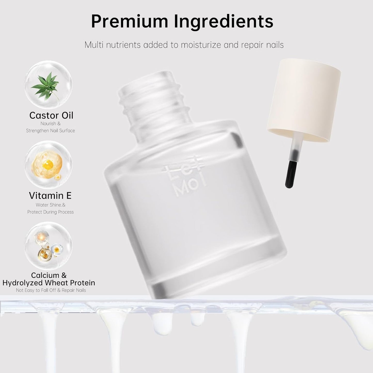 2 in 1 Base Coat Top Coat Nail Polish, Clear Quick Dry Nail Lacquer Color Base Protection High Shine Long Lasting Glossy Fast Air Dry Nail Polish-8.5ML