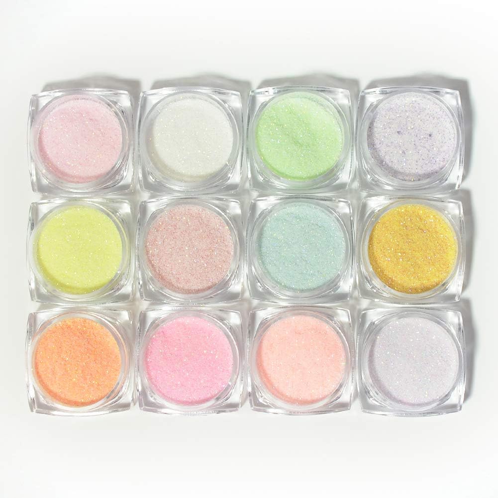 12 Bottles Nail Art Glitter Sugar Powder Holographic Shining Sugar Nail Glitter Nail Art Decoration DIY Crafts