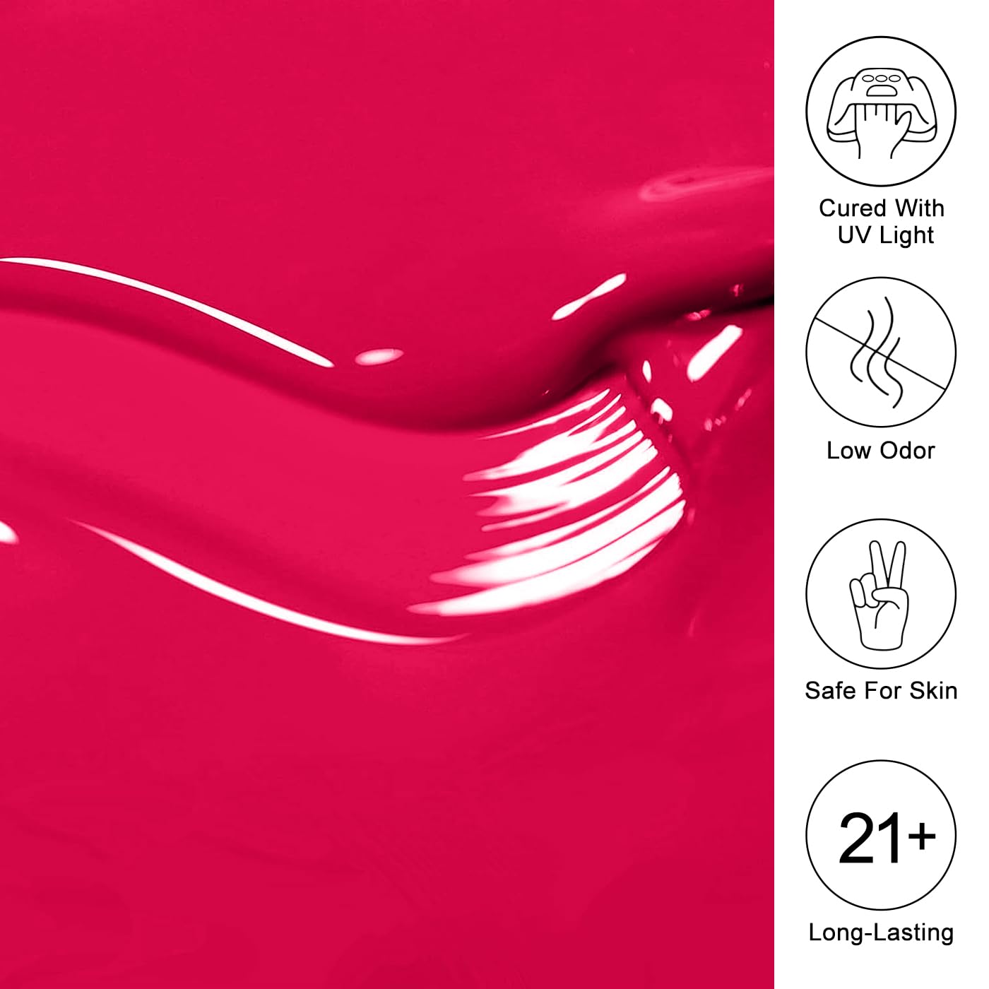 Imtiti Pink Gel Nail Polish, Hot Pink Gel Polish High Gloss Soak Off UV LED Spring Summer Art Manicure Salon DIY Design 10ML
