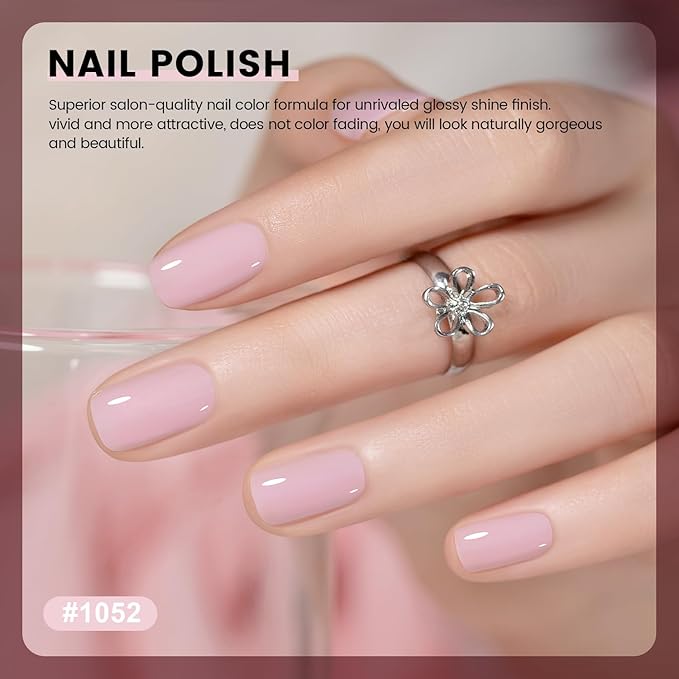 RARJSM Pastel Pink Gel Nail Polish 2pcs Set,Gel and Lacquer Combo,Purle Pink Air Dry Nail Lacquer and Nude Pastel Pink Gel Polish LED UV Curing Requires French Manicure DIY Nail Art Home Salon 15ml