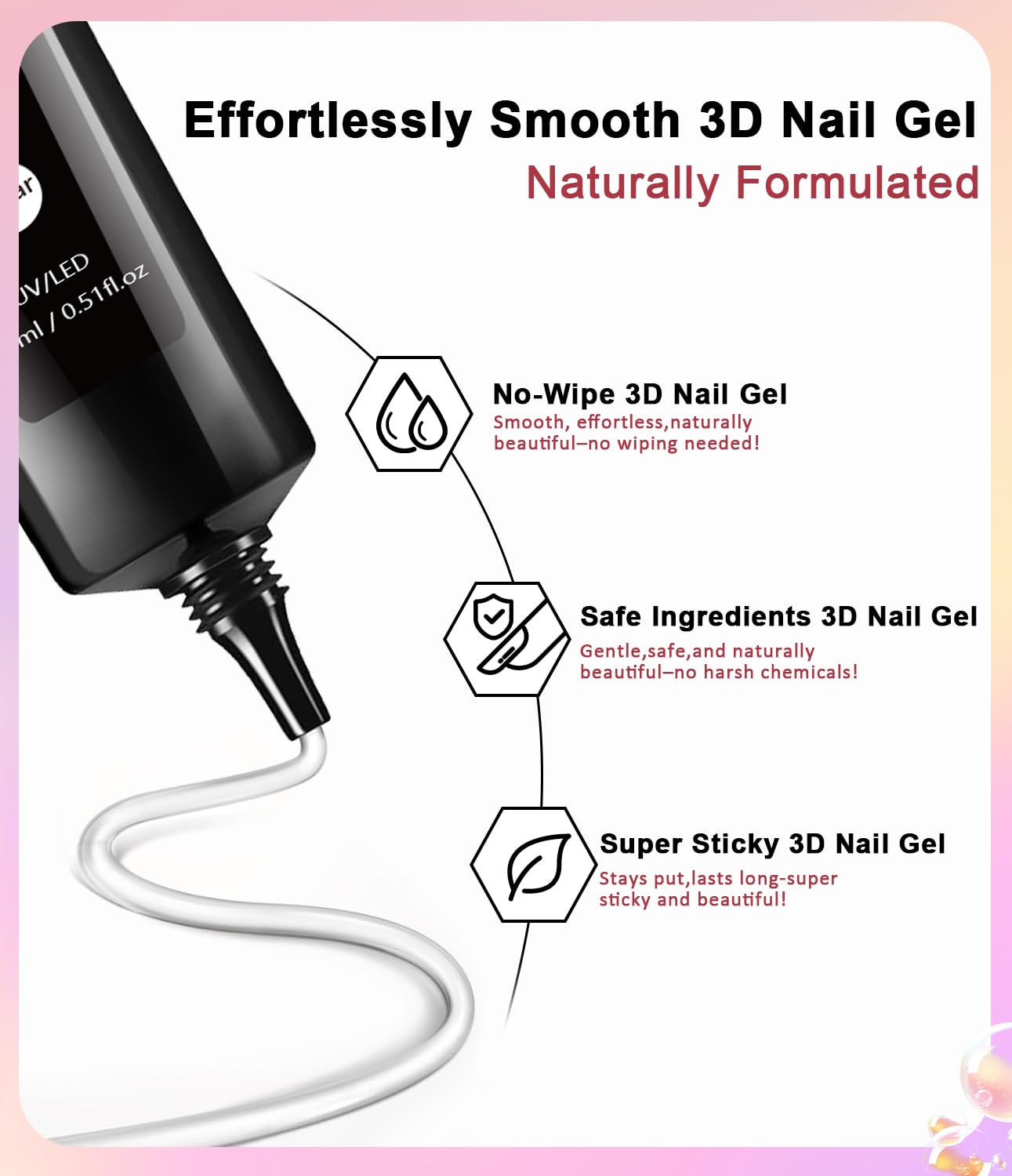 3D Nail Gel and Chrome Nail Powder Kit BISHENGYF: 15g No Wipe 3D Sculpting Gel Aurora Rose Pink White Pearl Gold Chrome Nail Powder with Clear 3D Carving Nail Molding Glue Set for Nail Art Decoration