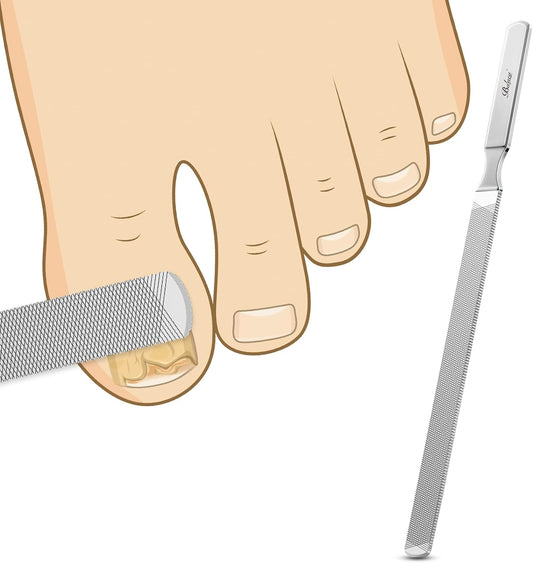 BALUCA Professional Stainless Steel Long Nail File for Thick Nails, Metal Fingernail Toenail File for Women, 4.72-Inch Filing Surface, Durable and Efficient Nail Care Tool (Silver, 1, Count, Coarse)