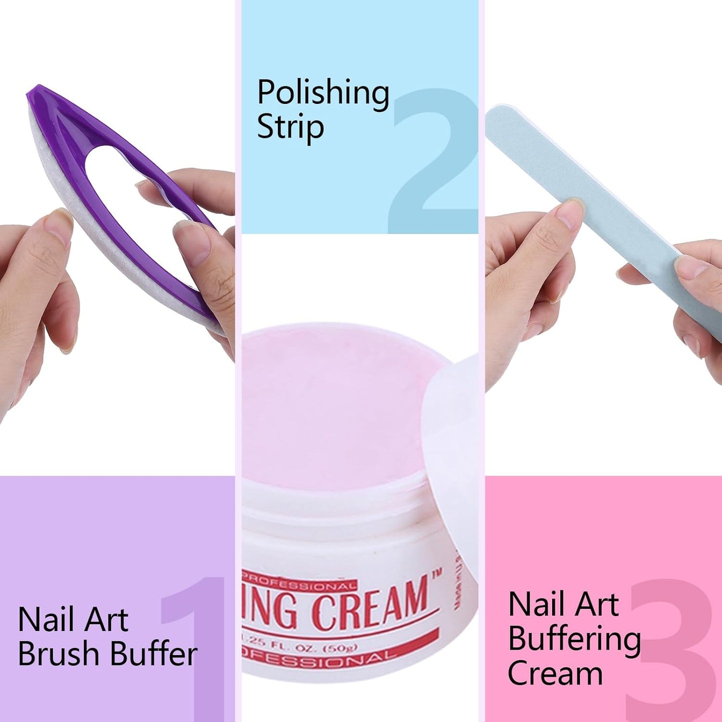 Nail Buffers Blocks For Nails, Manicure Polishing Kit, Nail Art Buffing Cream+Nail Brush Buffer+Polishing Strip Nail Care Tools Set Nail Buffer Block for Professional Manicure Pedicure Salon