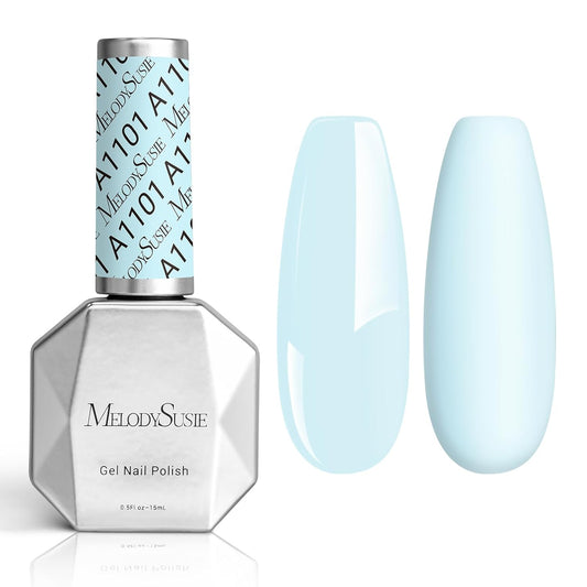 MelodySusie Thick Pastel Blue Gel Nail Polish,0.5fl oz Soak Off UV LED Spring Summer Baby Blue Gel Polish Gift for Women Nail Art Manicure Salon DIY Nail Design Decoration at Home-A1101