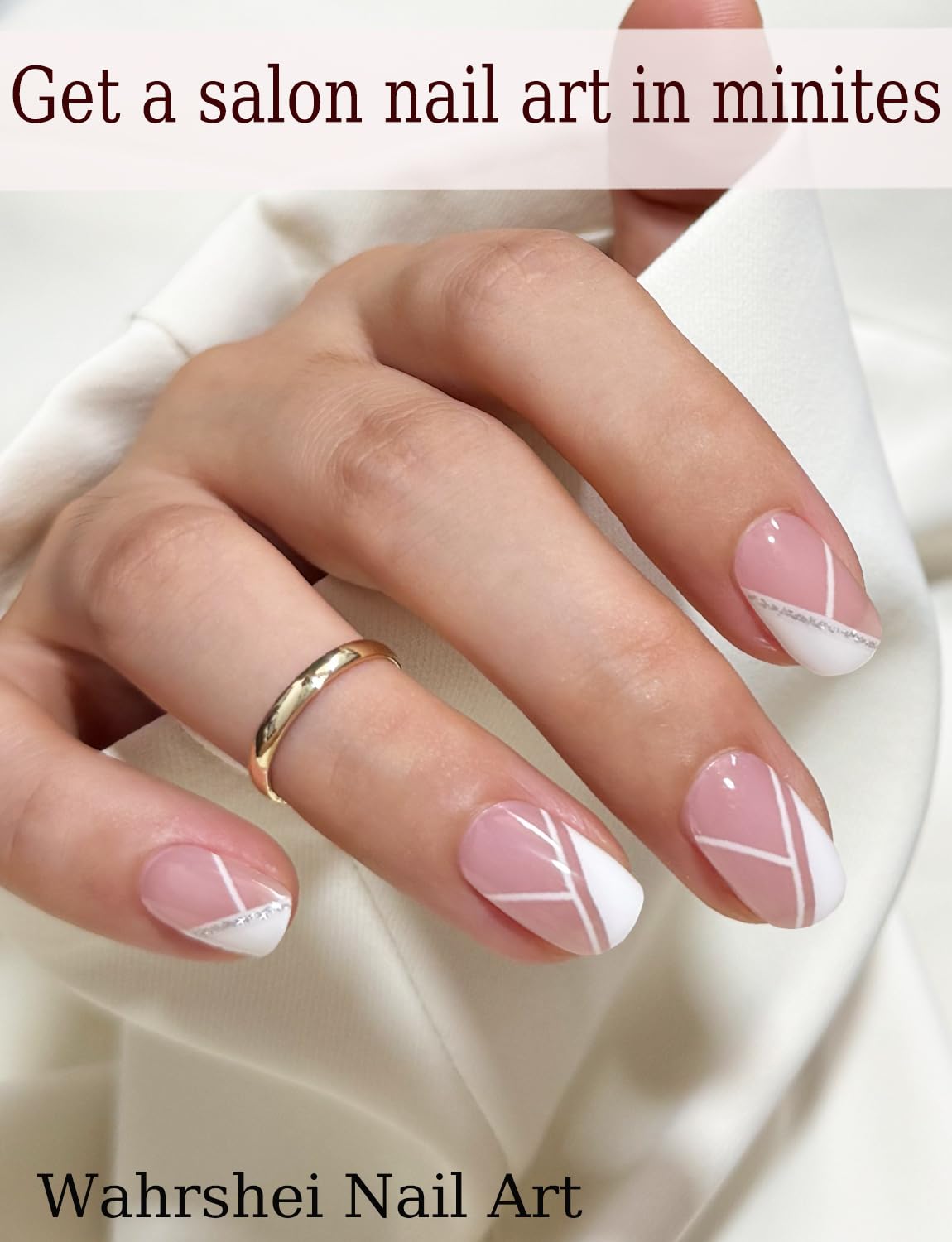 Gel Nail Strips No UV, Irregular French, UV Free, Long Lasting Gel Stickers - Contains 22 Wraps, 1 Prep Pad, 1 File