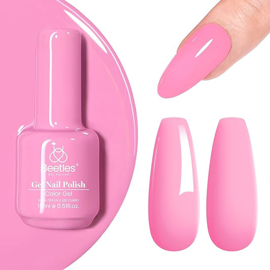 Beetles Pink Gel Nail Polish 15ml Silk Rosettes Nail Art Soak Off Manicure Salon DIY UV Lamp Cured Gift for Women