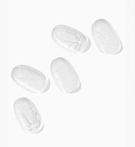 NOVA, Semi Cured Gel Nail Strips (Silver Belle) - The 10 Minute Manicure. Female Founded, Salon-Quality, Easy to Apply & Remove - Incl. Nail File & Wooden Stick (Silver Belle)