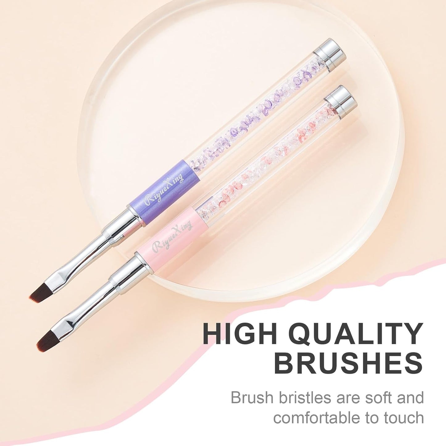 2PCS Nail Art Clean Up Brushes - Flat/Angled Nail Brushes for Cleaning Polish Mistakes on the Cuticles, Brushes for Nail Art and Designs Painting DIY