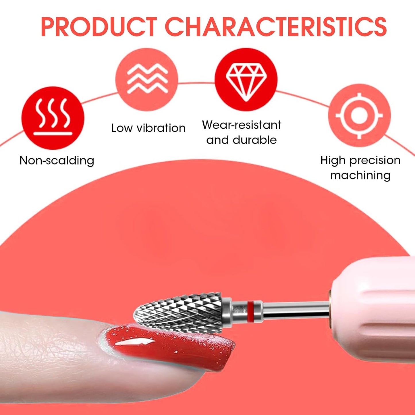 3 Pack Professional Carbide Nail Drill Bits Set with Cleaning Brush, 3/32" 5 in 1 Tungsten Safety Cuticle Bits for Manicure Pedicure Gel Polish Removal (Fine Teeth, Round & Pointed Head)