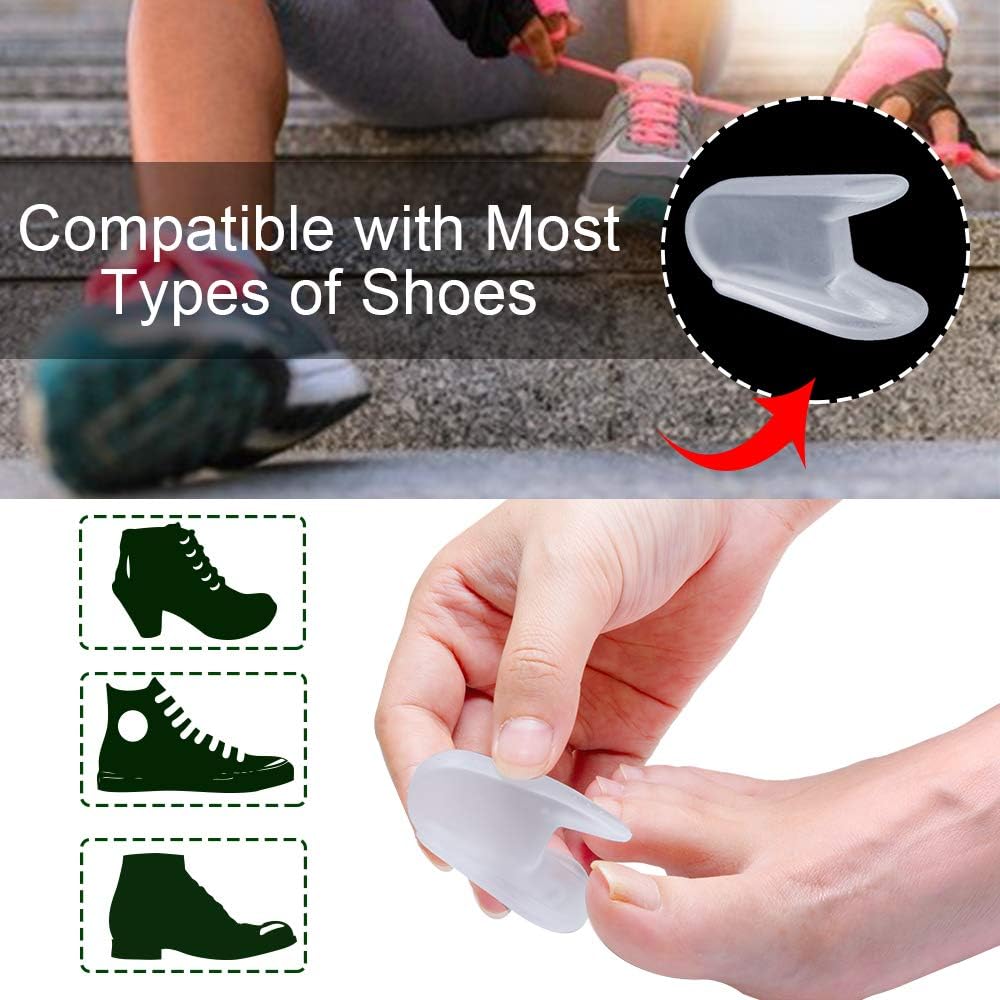 Welnove Toe Separators for Bunions - Gel Overlapping Toe Spacers - Flared Design Silica Gel Toe Straighteners, Bunion Corrector for Pain Relief, Prevent Corns - (6 Pack of Large Size+4 Pack of Small)