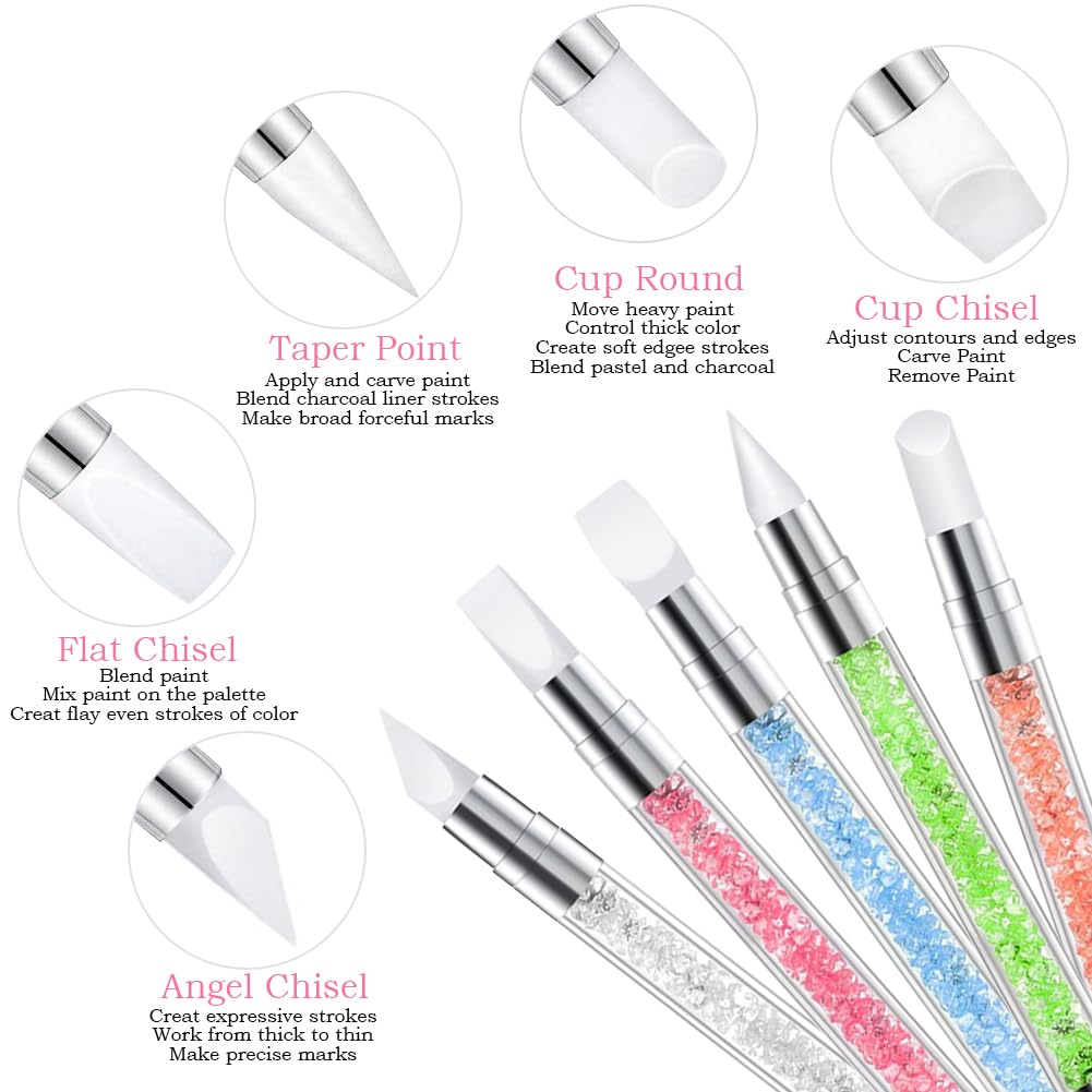 Nail Art Brush,27Pcs Set Nail Art Tools,Resin Nail Art Palette,5 Pcs Nail Art Sculpture Pen,2-way Acrylic Silicone Engraving Pen Dotting Pen Tools Nail Art Kit for Nail Art DIY