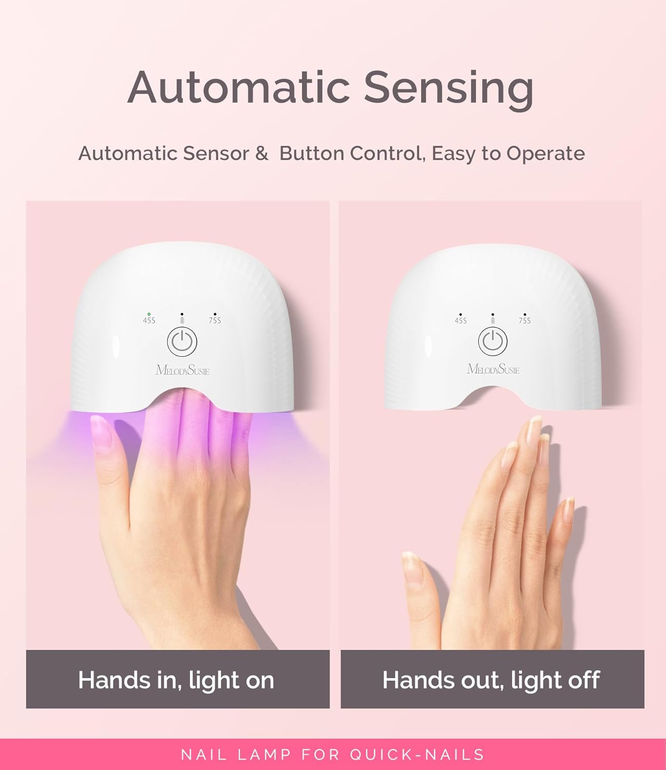 MelodySusie Small Cordless UV Nail Lamp with Portable Design, P-ART06G Rechargeable LED UV Light with Smart Sensor Cures All Soft Gels On the Go, Especially Half-Cured Gel, Base Coat & Top Coat -White