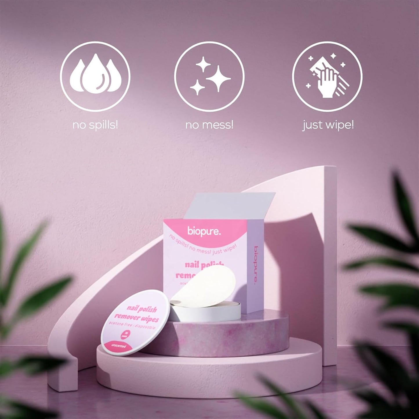 Biopure Nail Polish Remover Wipes Acetone-Free & Non-Toxic – Quick & Easy Nail Polish Removal, Travel-Friendly Disposable Pads w/Sealable Jar (720 Count, Unscented) Bulk Pack