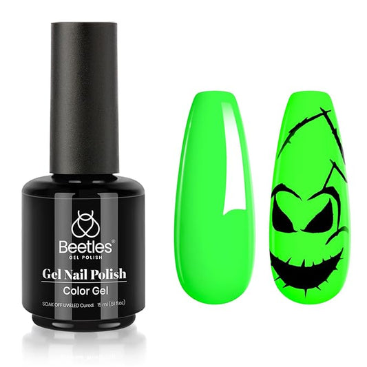 Beetles Neon Green Gel Nail Polish Halloween Gel Nail Polish 15ml Soak Off Uv LED Nail Lamp DIY Home Gift for Women Lime Green