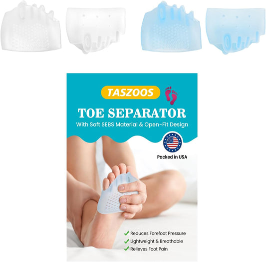 Toe Separators & Metatarsal Pads for Women & Men – 4Pcs Ball of Foot Cushions for Pain Relief, Morton’s Neuroma Relief, Toe Spacers for All-Day Walking or Long Standing