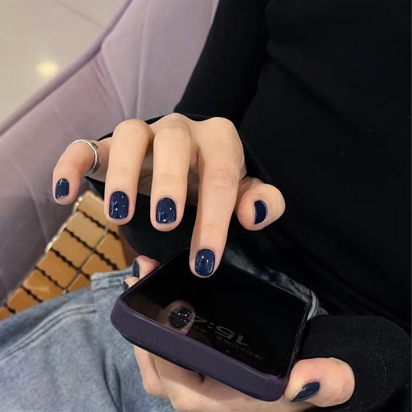 COSMOO 15ml Deep Blue Quick Dry Nail Polish, Black Blue Chip-Resistant Nail Lacquer for Nail Art