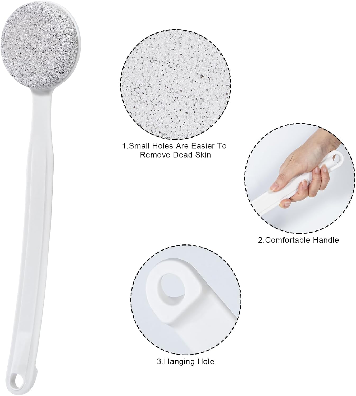 Pumice Stone for Feet with Long Handle 13.7", Hard Skin Callus Remover, Scrubber and Exfoliator for Dead Dry Skin, Softer & Smoother Feet, Pedicure Tool (Curved)