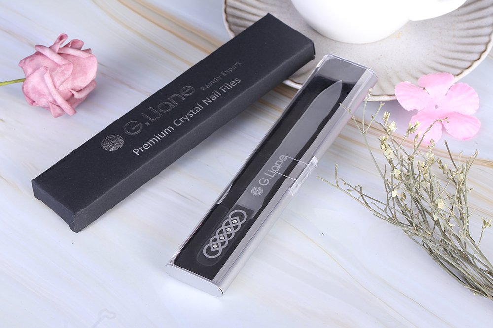 Glass Nail File with Austria Crystals Professional Crystal Fingernail Files in Aluminum Case Perfect Manicure Set for Women Men Kids Nail Care Gift Set (Silver Celtic)