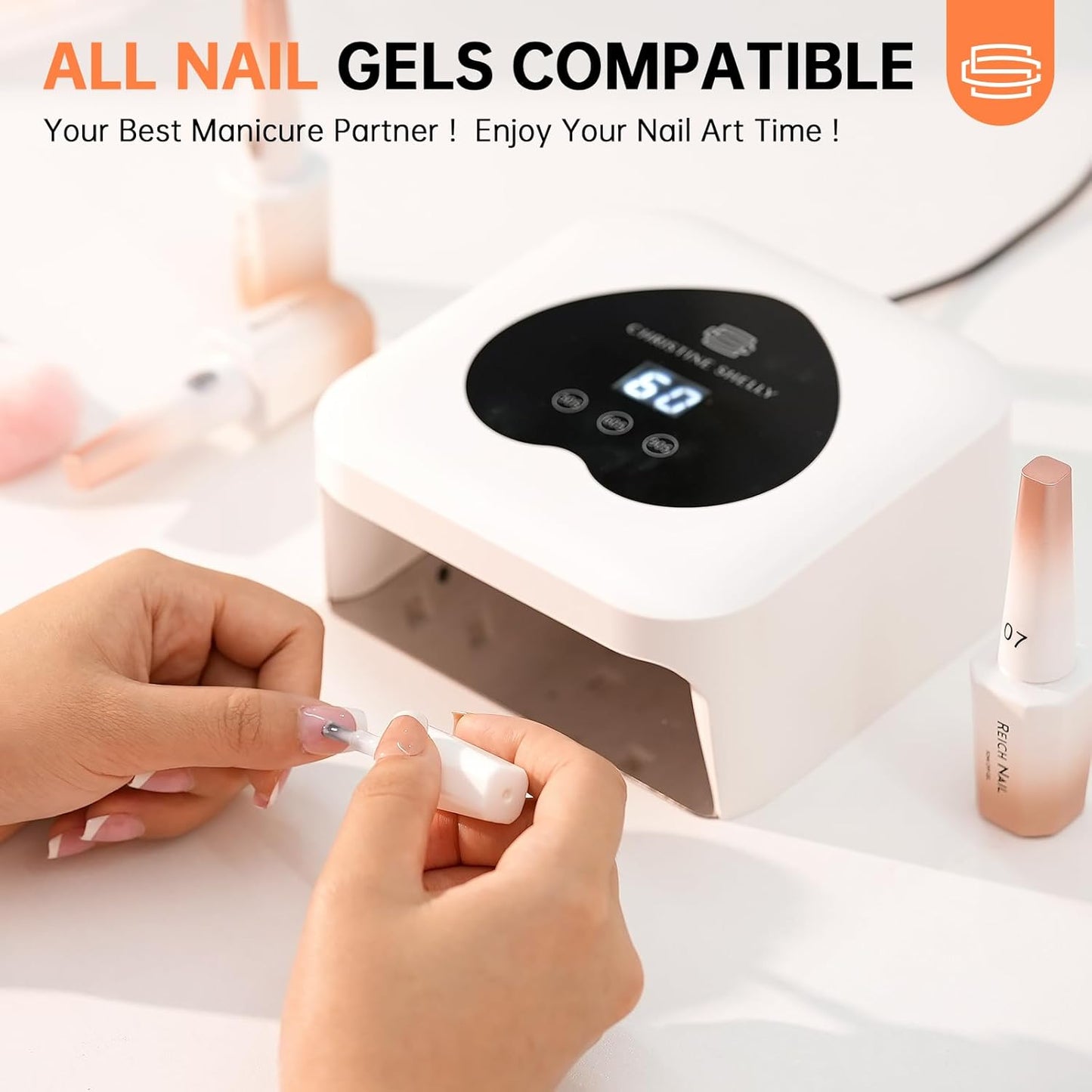 UV Nail Lamp, CHRISTINE SHELLY UV Light for Gel Nails, 48W Plug-in Mini Nail Lamp Nail Dryer with Touch Control Auto Sensor and 3 Timer Settings Nail Light Curing Lamp, Home Nail Art Tools