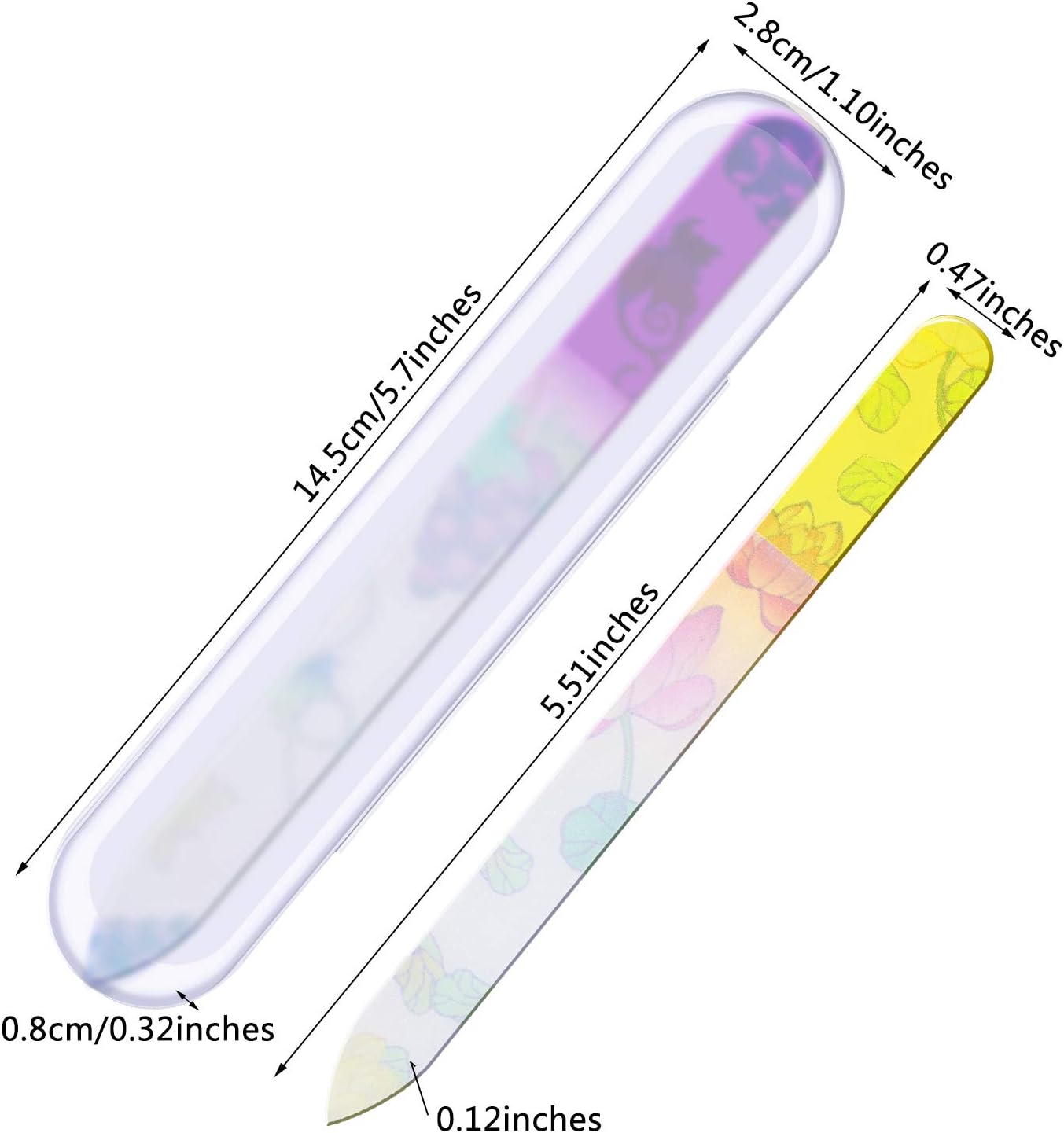 Mudder 8 Pack Glass Nail Files with Cases Double-Sided Crystal Fingernail Files for Natural Nails Colorful Floral Nail Buffers for Professional Manicure Supplies Gifts for Christmas Stocking Stuffers