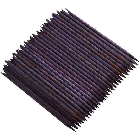 100 Pcs Orange Wood Nail Sticks Double Sided Multi Functional Cuticle Pusher Manicure Pedicure Tool for Manicure Pedicure Purple