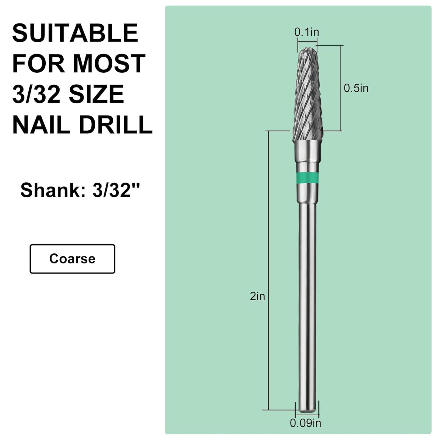 Tapered Nail Drill Bits,Cone Shape Tungsten Carbide Electronic Nail Drill Bit for Acrylic Gel Nails Dual Nail Form Remove,3/32 Inch Nail Bit for E-File Nail Drill(Coarse)