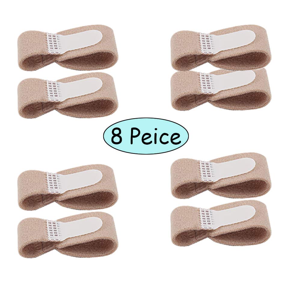 Broken Toe Wraps 8 Pack (Medium Size), Middle Toes Fabric Toe Splint Cushioned Bandages Finger Protectors Straightener Hammertoe Separators