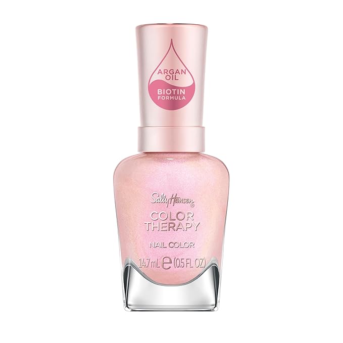 Sally Hansen Color Therapy Nail Polish | Biotin, Argan Oil, Long Lasting, Healthy Nails, Nail Strengthener, Opaque, Shimmery | 227 Epink Journey | Pink Nail Color