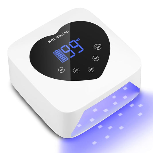UV LED Nail Lamp, 72W Cordless UV Light for Nails, Rechargeable Nail Dryer Gel Polish Light with 5 Timer & Touch Display, Professional Fast Gel Nail Light Curing Lamp Auto Sensor (White)