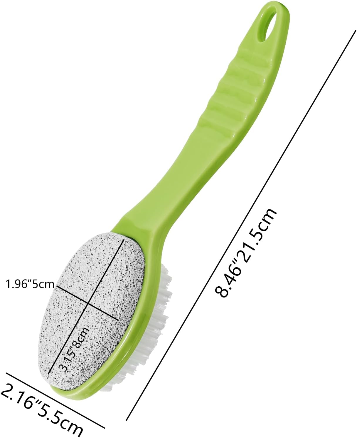 Foot Callus Remover, Double-Sided Pumice Stone Brush for Feet, 3 Pack Foot File Scrubber for Home Feet Care, Multi Purpose Pedicure Tools with Handle for Dead Skin Remover in Shower, Green