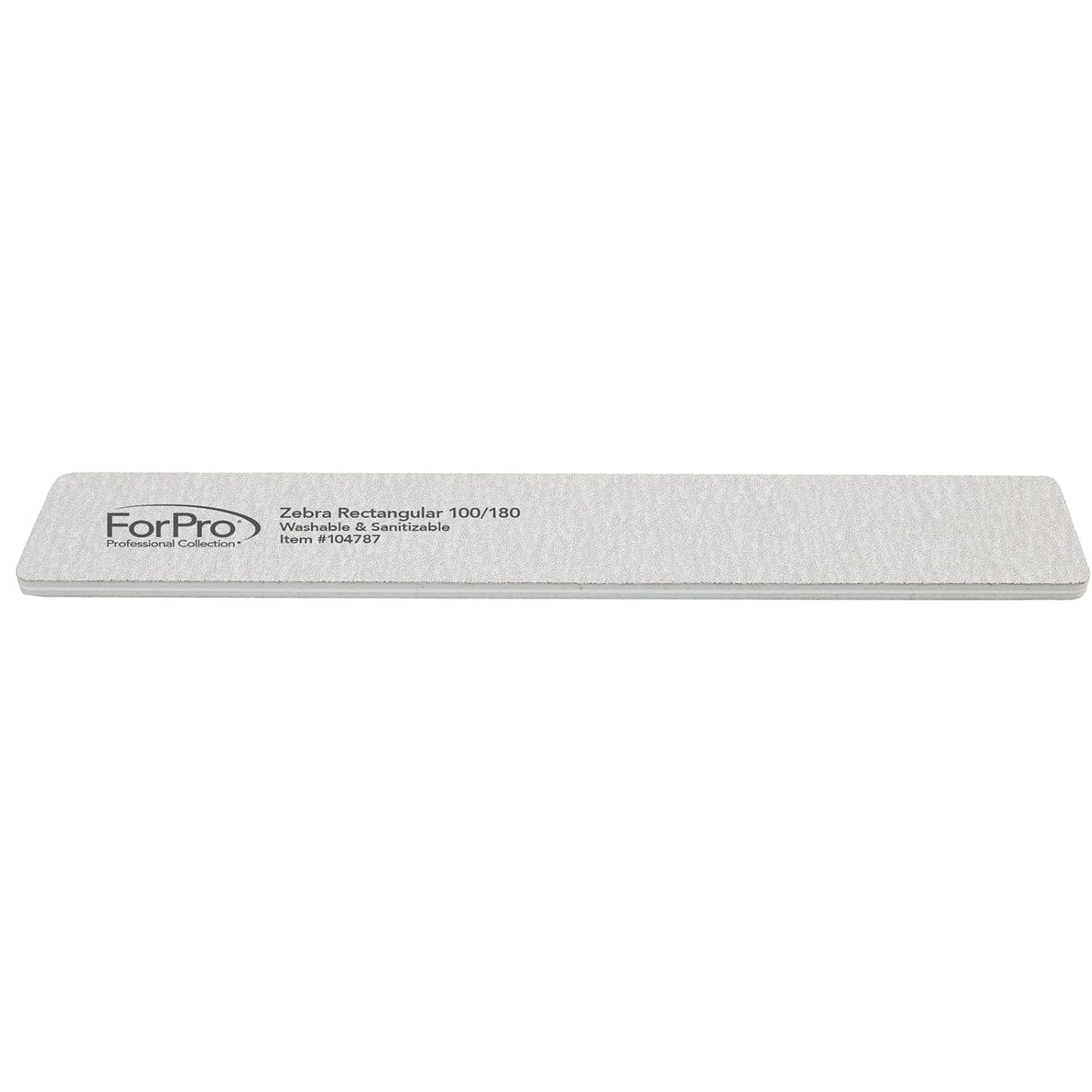 ForPro Professional Collection Rectangular Foam Boards, Zebra, 100/180 Grit, Double-Sided Manicure and Pedicure Nail Files, 7” L x 1.1” W, 12-Count
