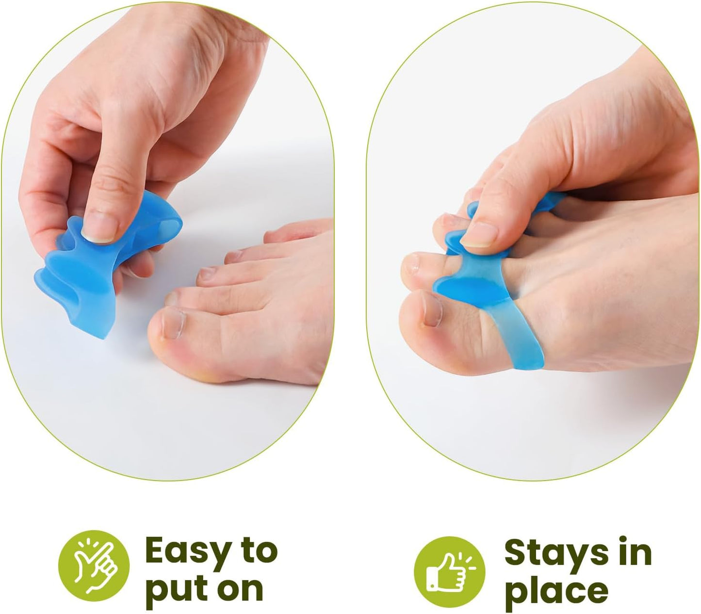 Bukihome Toe Separators, 4 Pair Soft Gel Toe Spacers to Correct Bunions, Toe Stretcher for Therapeutic Relief from Plantar Fasciitis, Foot Pain for Women & Men,Blue+M