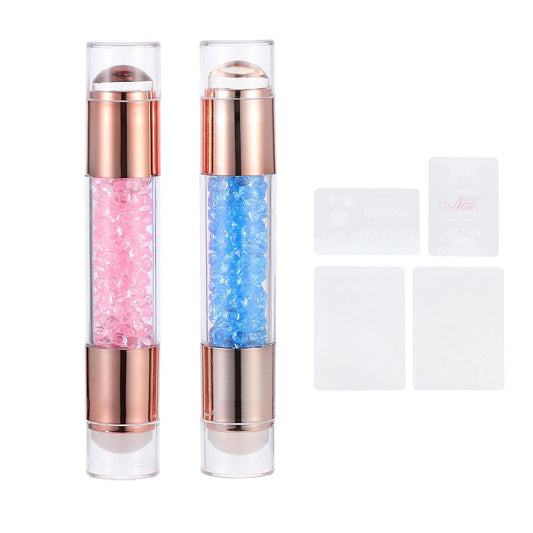 2pcs Nail Art Stampers, Dual-Headed Silicone Nail Stamping Tools, for DIY Manicure, Salon and Home Use, Easy to Clean, Reusable, Create Unique Nail Designs
