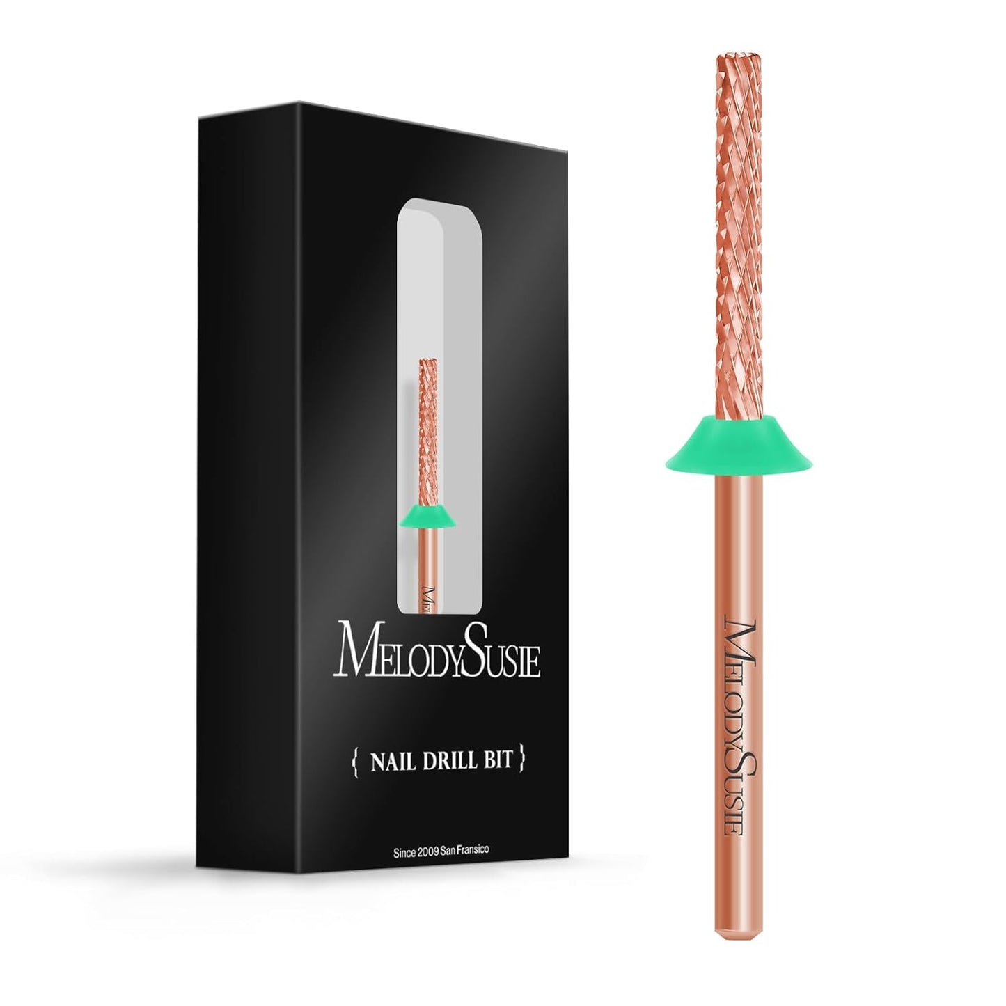 MelodySusie Super Long Mini Barrel Nail Buffer Bit, Professional Safety Carbide Nail Bit for Nail Bed File Cuticle Dead Skin Cleaning Nail Prepare, Two Way Rotate, Manicure Salon Supply, Rose Gold, C