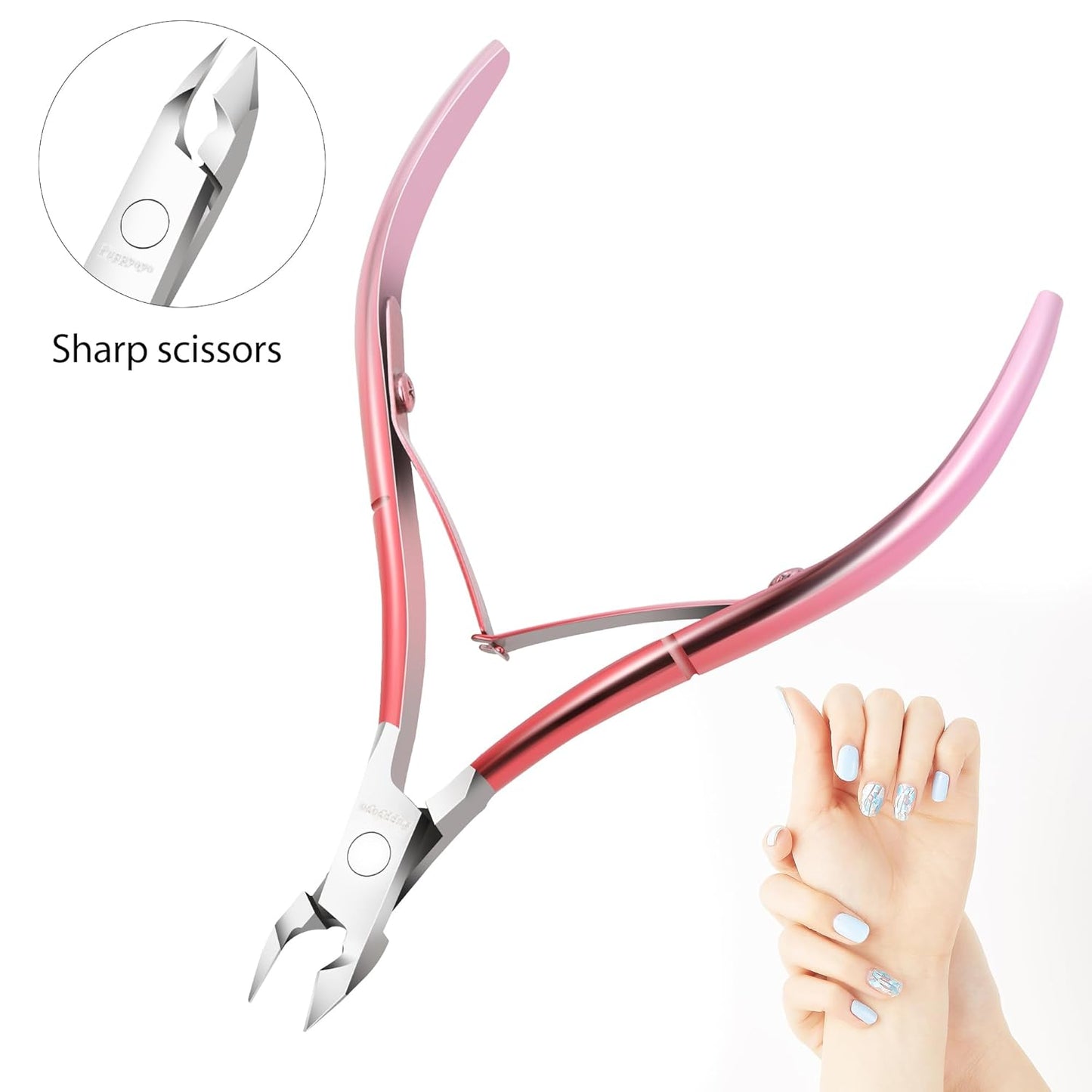 Professional Cuticle Trimmer Nail Cuticle Cutter Stainless Steel Cuticle Nippers with Sharp Blades of Cuticle Clippers Manicure Tools with Double Spring for Nail Care,Stocking Stuffers
