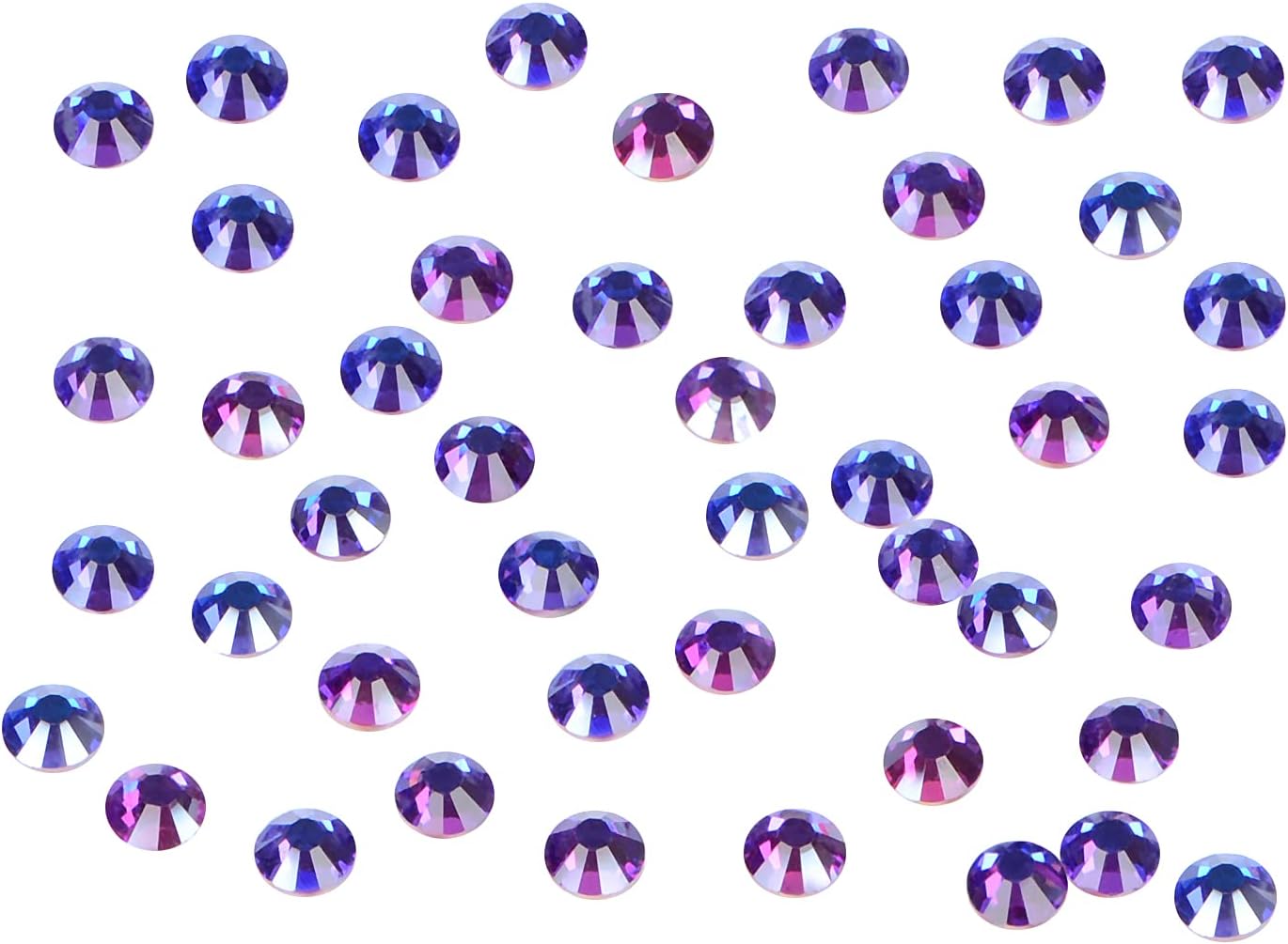 288PCS Art Nail Rhinestones Non Hotfix Glue Fix Round Crystals Glass Flatback for DIY Jewelry Making with one Picking Pen (ss30 288pcs, Purple Velvet)