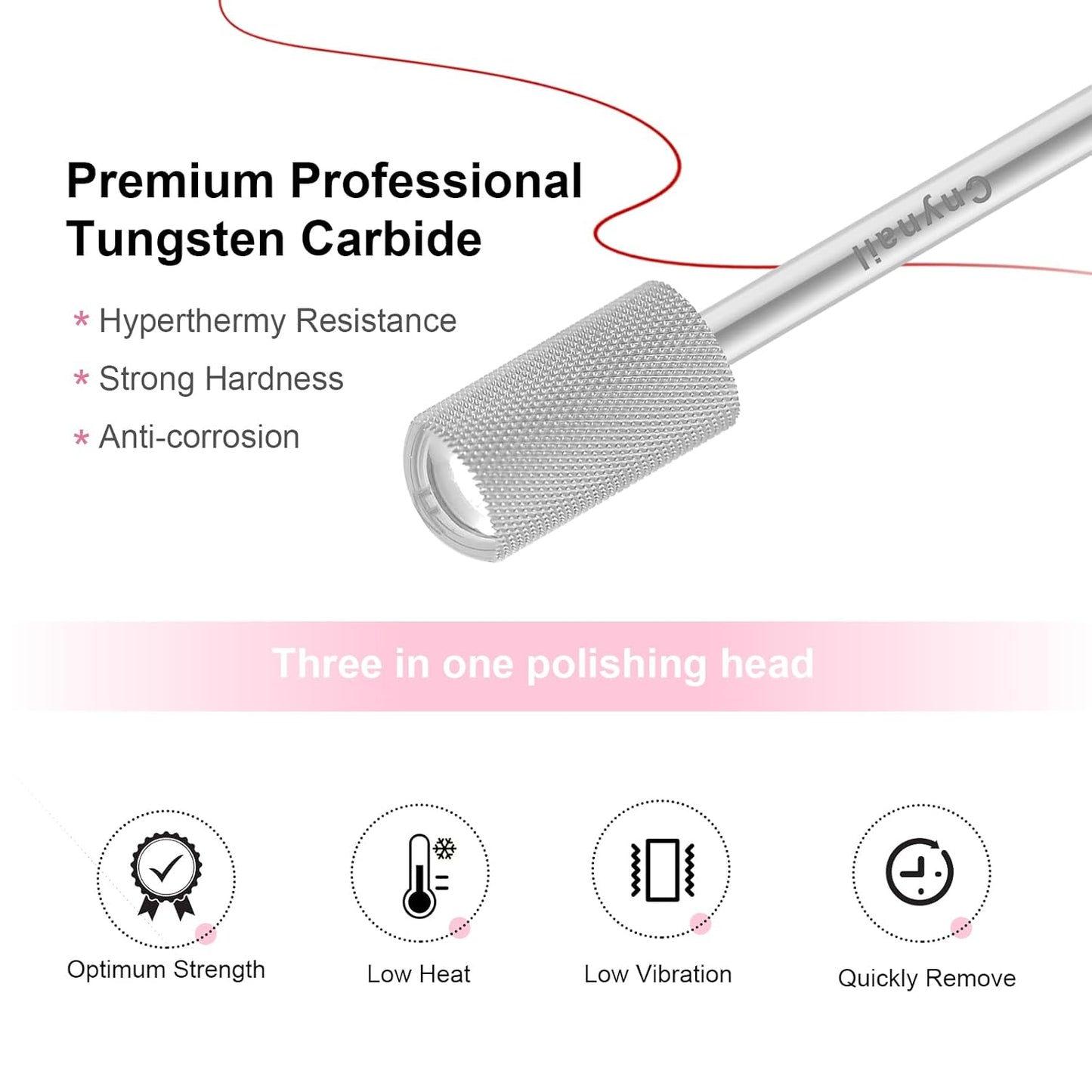 3/32" Large Barrel Smooth Round Top Tungsten Carbide Nail Drill Bit Safety Bit for Gel & Acrylic Removal, 2-Way Rotating Efile Tip, Salon Electric File Accessory (XF Grit, Silver)