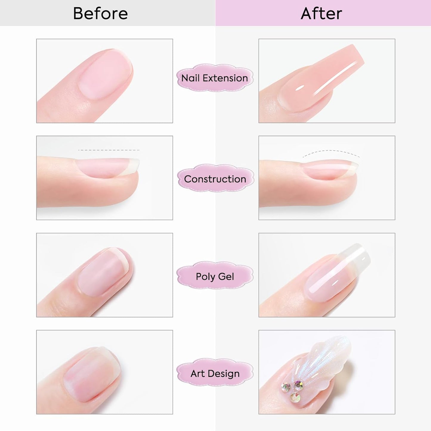 VENALISA Builder Nail Gel, 50ml Jelly Nude Pink Hard Gel for Nails Extension, Polygel Nail Art Manicure