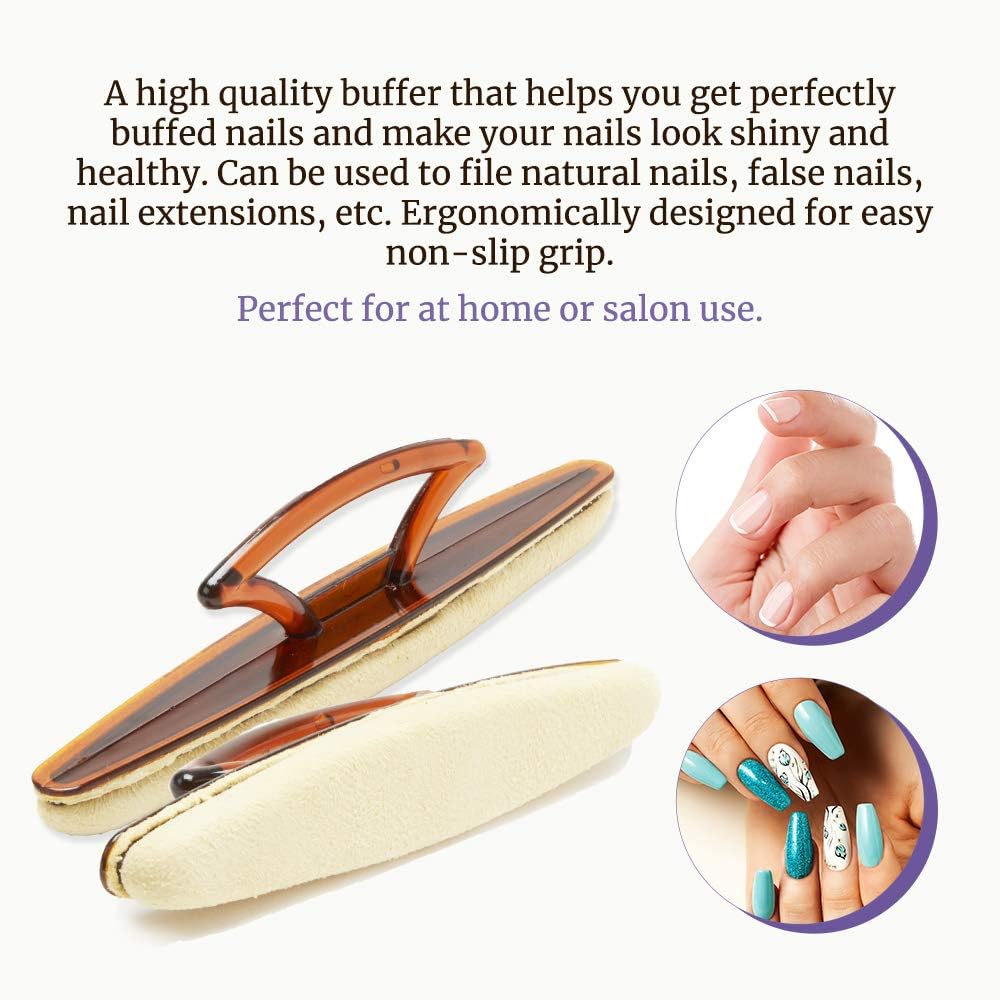 SuperNail Winning Nails 7" Chamois Nail Buffer – High-Shine Nail Polishing for Natural Nails, 2 Pack